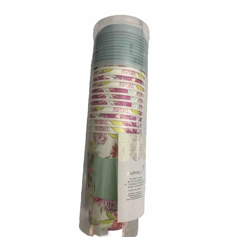 Papyrus  Disposable  Easter Paper Hot Cups - Pack of 12 with Lids & Sleeves
